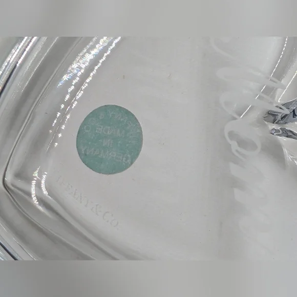 "MOM" Vintage Authentic TIFFANY & CO Lead Crystal HEART Jewelry Trinket Box - Picture 8 of 9